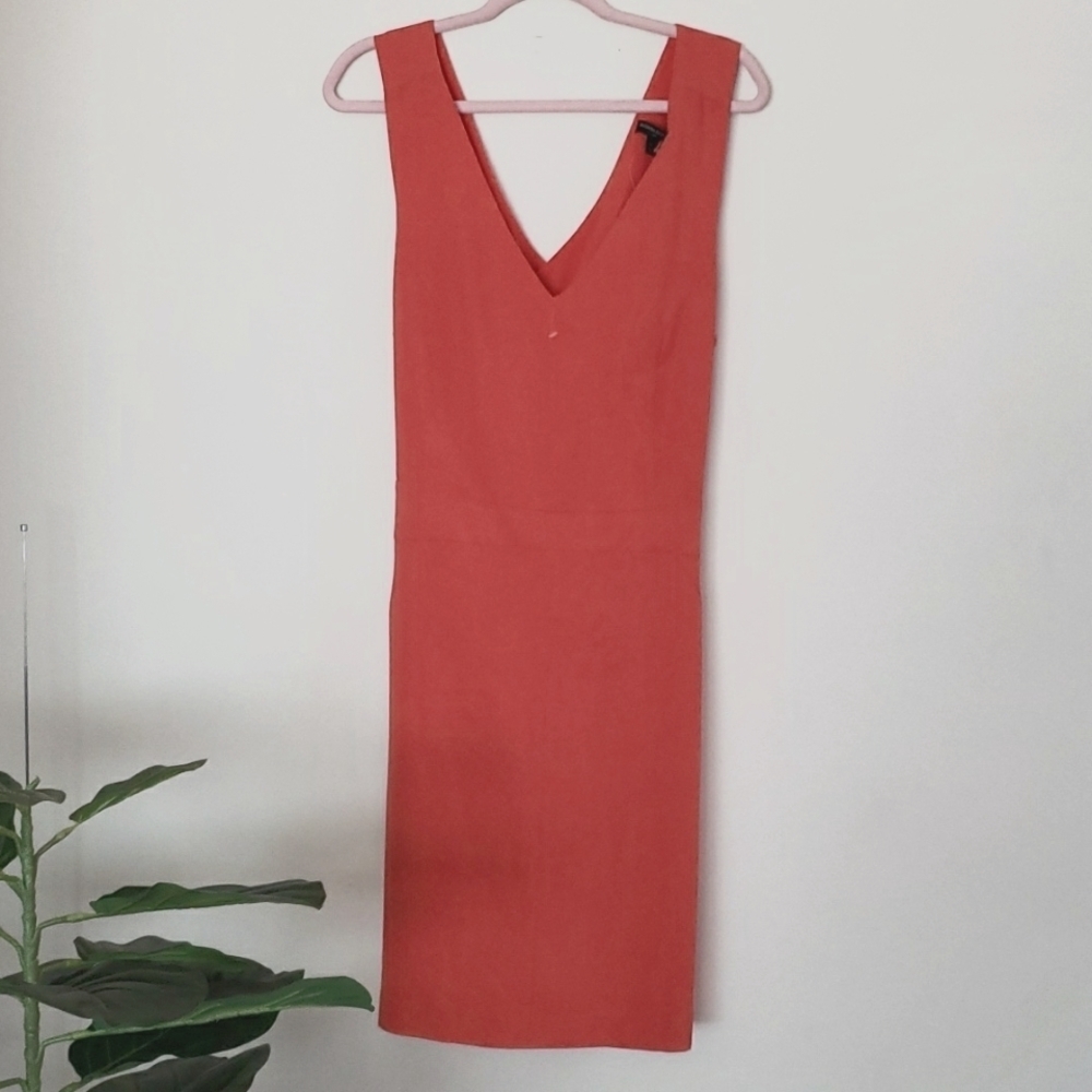 Banana Republic peach orange cross back summer dress, mini dress, wedding guest.